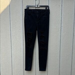 American Eagle Outfitters Black Distressed Skinny Jeans